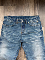 "faded" flared denim