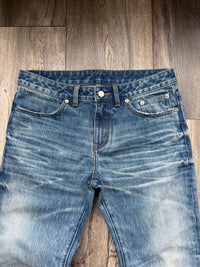 "faded" flared denim