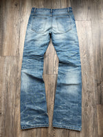 "faded" flared denim